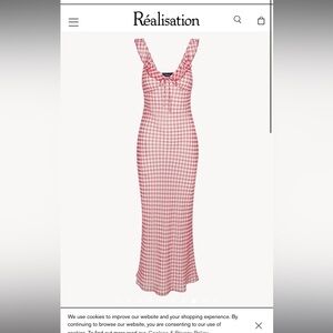 Pink / red realisation par gingham Heidi maxi dress size small